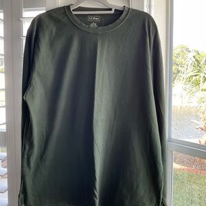 LLBean Men's Carefree Unshrinkable Tee, Long-Sleeve, Large, Pine Green
